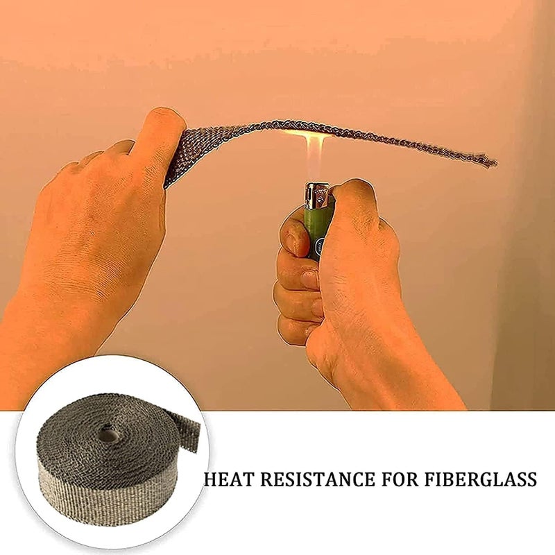 Foneso Exhaust Heat Wrap, 2in x 50ft 2 Rolls Titanium Exhaust Muffler Tape Fiberglass Heat Shield Header Wrap for Car Motorcycle Pipes with 24 Pcs Stainless Steel Ties - Image 5